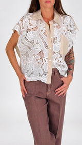 Camicia aletta macramè fondo elastico