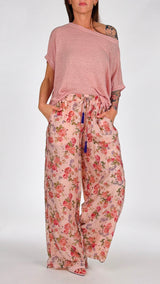 Pantalone organza rose T.