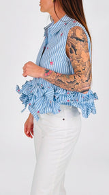 Camicia righe rouches rigide You
