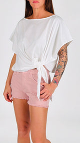 T-shirt crop fiocco laterale Vic.
