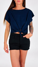 T-shirt crop nodo davanti Vic.