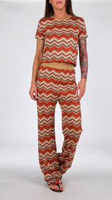 Pantalone zig zag bordi oro Vic.