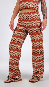 Pantalone zig zag bordi oro Vic.