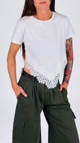 T-shirt doppia punta macramè H.
