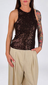 Canotta tulle paillettes Vic.