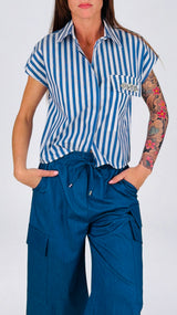 Camicia righe cabochon T.