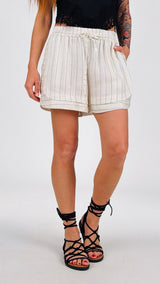 Short lino grezzo gessato Vic.