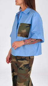 Camicia popeline tasca camu T.