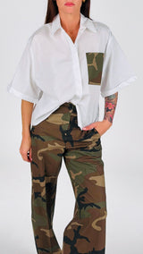 Camicia popeline tasca camu T.