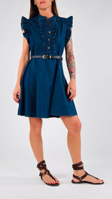 Abito chambray rouches