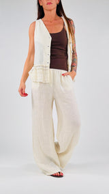 Pantalone lino wide H.