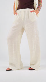Pantalone lino wide H.