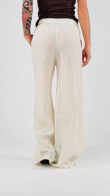 Pantalone lino wide H.