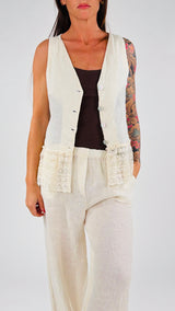 Gilet lino balza ricamo H.
