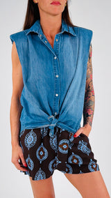 Camicia smanicata chambray Kiki