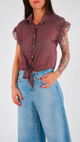 Camicia organza righe nodo