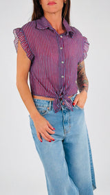 Camicia organza righe nodo