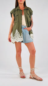 Gilet militare macramé fondo H.