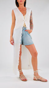 Cardigan smanicato traforo K.