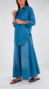 Camicia chambray spacco dietro