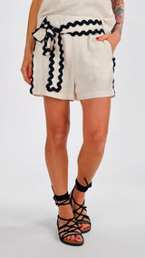 Short lino fiammato passamaneria H.