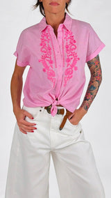 Camicia bastoncino ricami K.