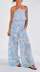Pantalone fiori sfumati H.
