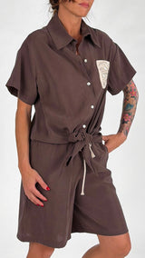 Camicia cupro tasca uncinetto H.