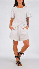 Short lino fiammato elastico H.
