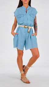 Tutina chambray sfrangiata T.