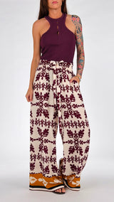 Pantalone foglie vino T.