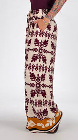 Pantalone foglie vino T.
