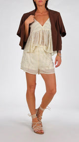 Completo georgette ricami argento K.