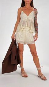 Completo georgette ricami argento K.