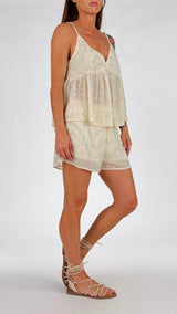Completo georgette ricami argento K.