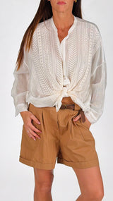 Camicia mussola ricamo spighe T.