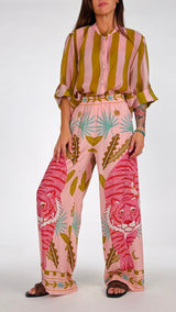 Pantalone palazzo tigre rosa H.