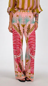 Pantalone palazzo tigre rosa H.