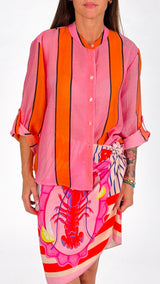 Camicia organza riga color sfalsata H.