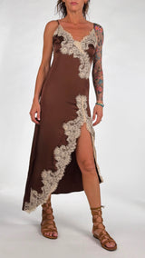 Abito sottoveste spacco pizzo