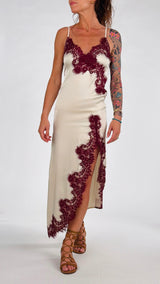 Abito sottoveste spacco pizzo