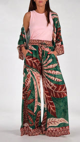 Pantalone fantasia foglia H.