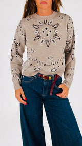 Pull jacquard disegno cachemire T.