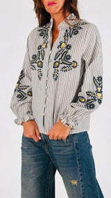 Camicia righe ricami Vic.