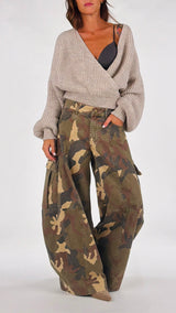 Pantalone cargo camu T.