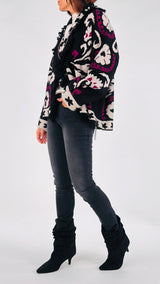 Cardigan jacquard+frange Vic.