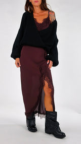 Gonna crêpe spacco pizzo T.