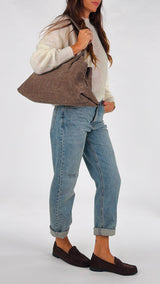 Borsa asimmetrica suede cocco