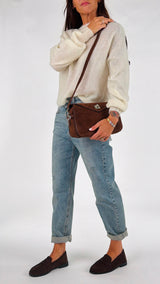 Borsa suede doppia chiusura
