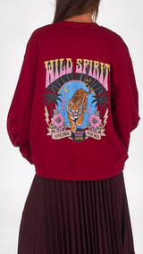 Felpa wild spirit tigre fiori Vic.